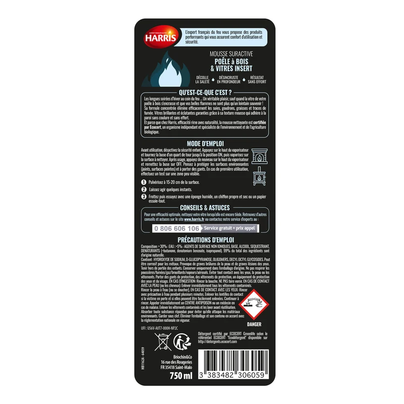 Mousse nettoyante vitre et insert