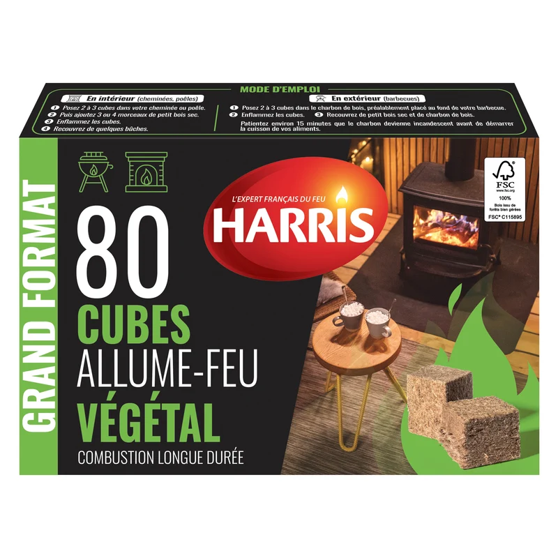 80 cubes allume feu 100% végétal FSC®