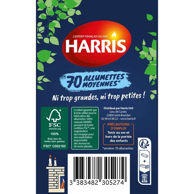 70 Allumettes moyennes certifiées FSC®