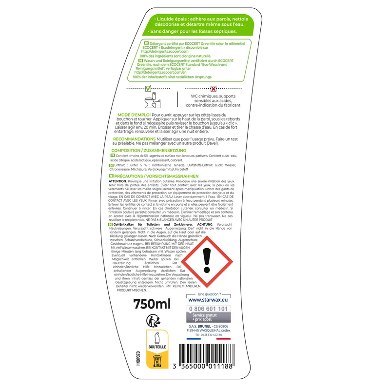 Lot de 3 Détartrant en gel pour WC