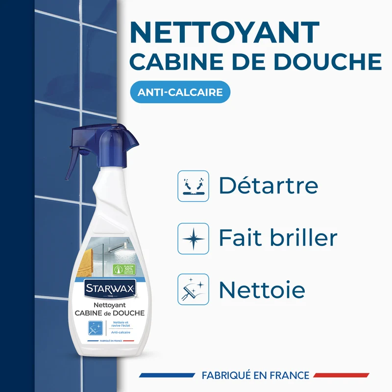 Lot de 3 Nettoyant anti-calcaire pour cabine de douche