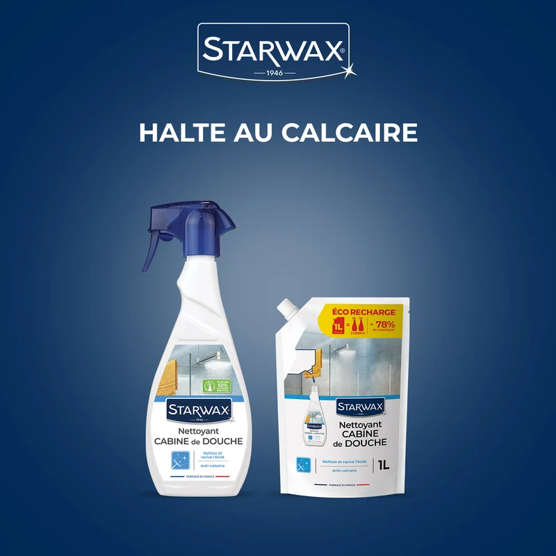 Lot de 3 Nettoyant anti-calcaire pour cabine de douche