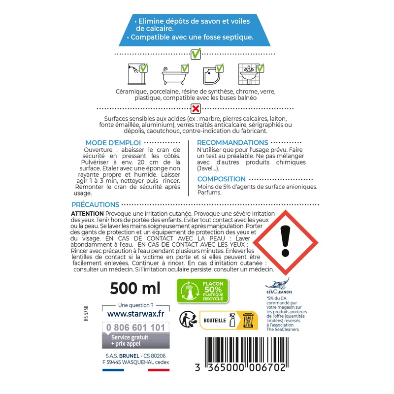 Lot de 3 Nettoyant anti-calcaire pour cabine de douche