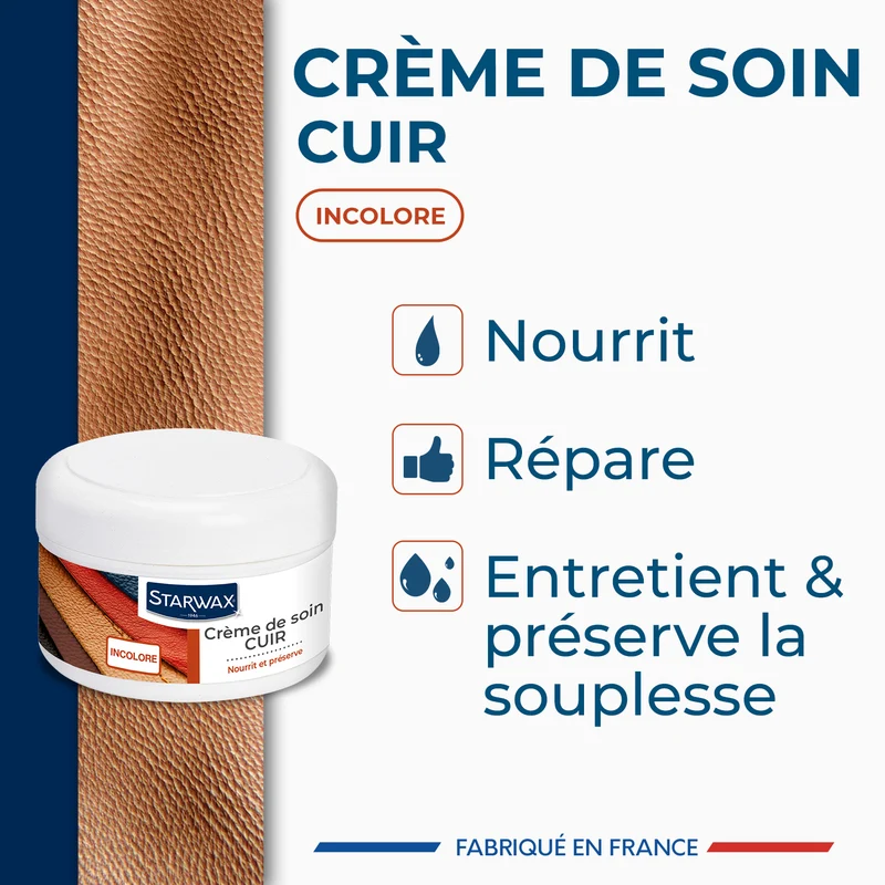 Crème de soin incolore pour cuir