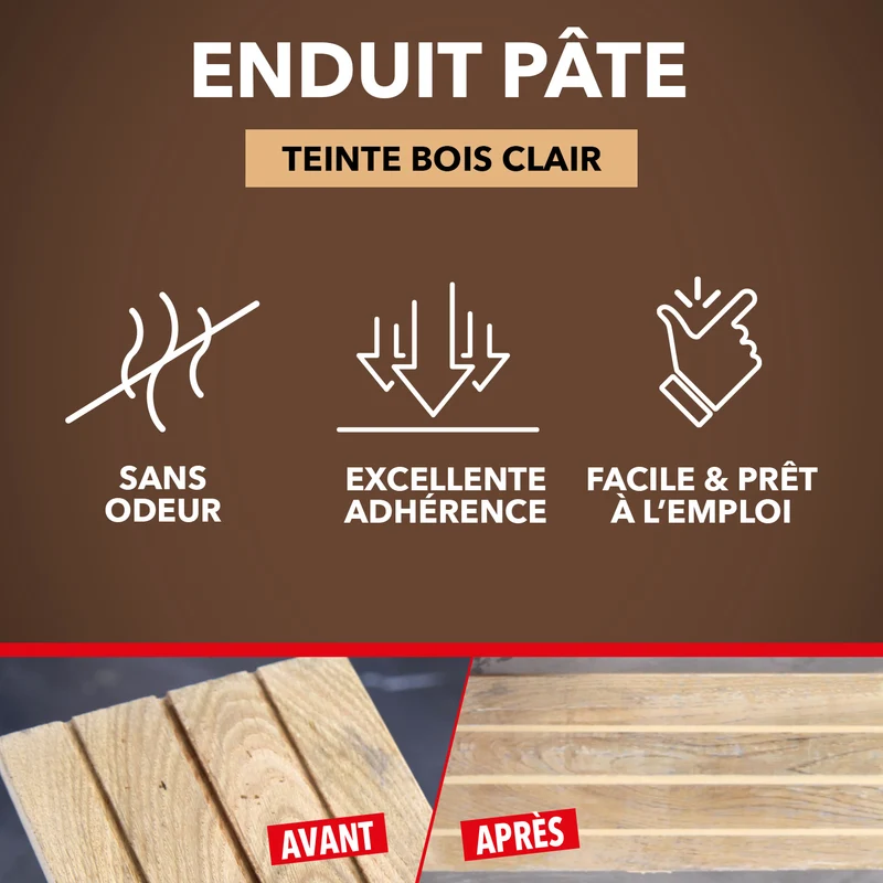 Reboucher gros trous et fissures dans le bois clair