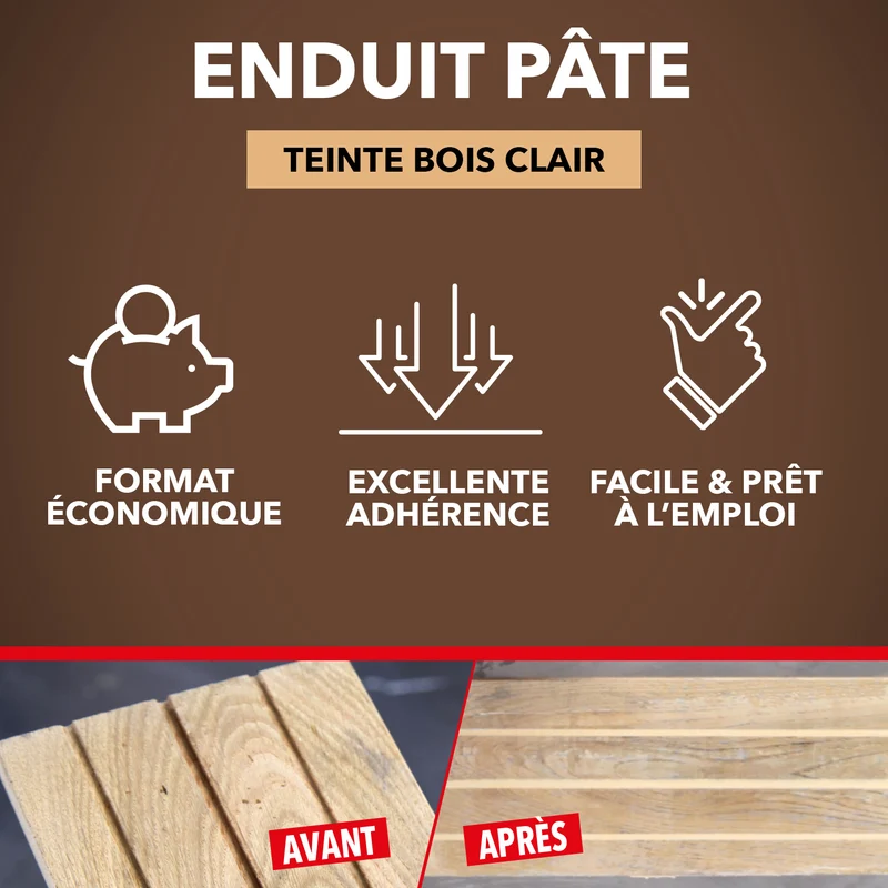 Reboucher gros trous et fissures dans le bois clair