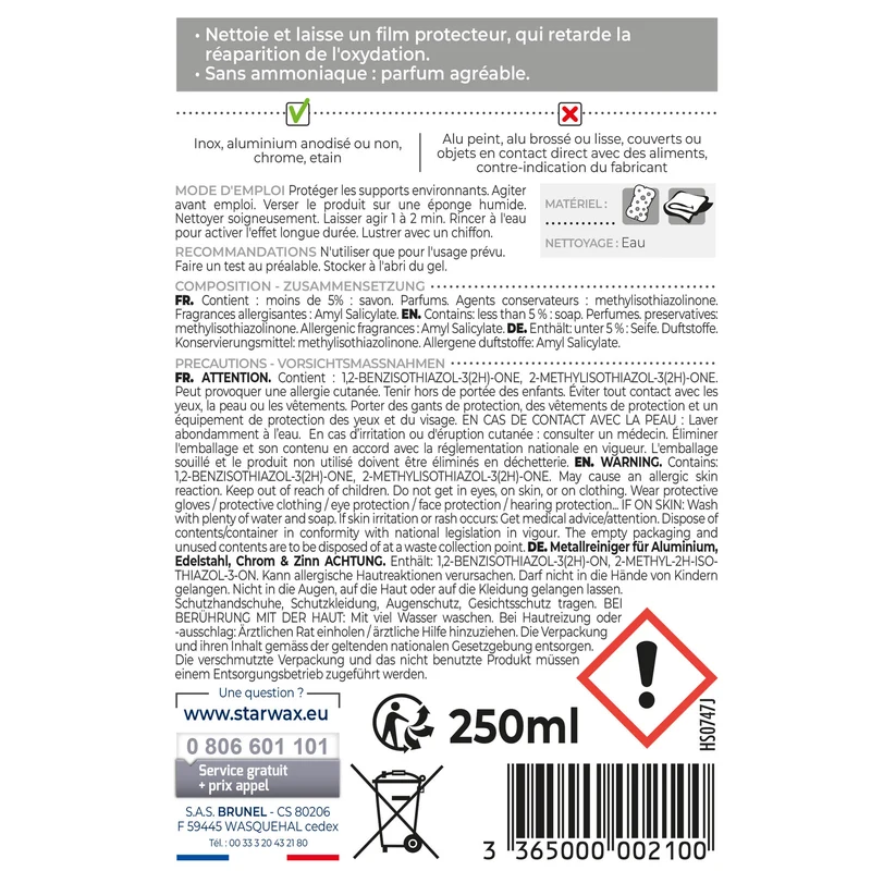 Nettoyant Alu Inox Chrome & Etain