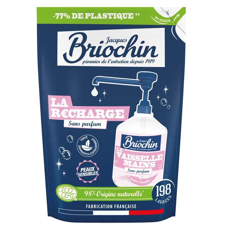 Recharge Liquide Vaisselle Mains spécial peaux sensibles Sans parfum