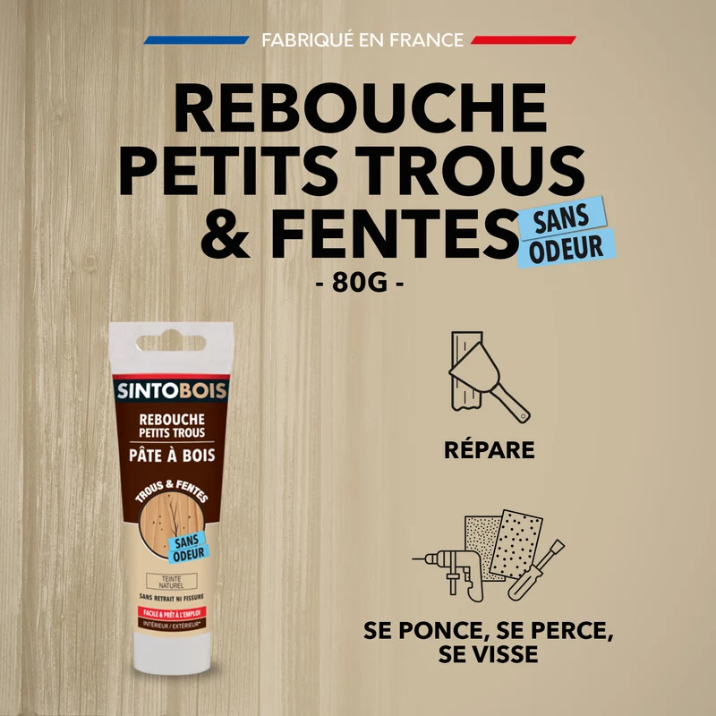Rebouche imperfections - Pâte à bois naturel