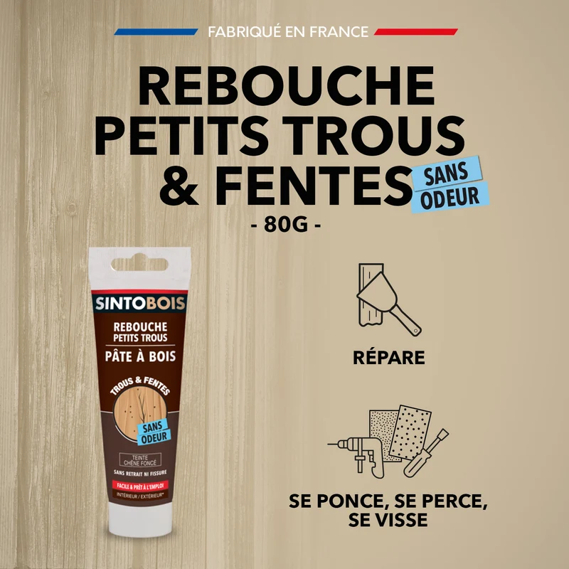 Rebouche imperfections - Pâte à bois naturel