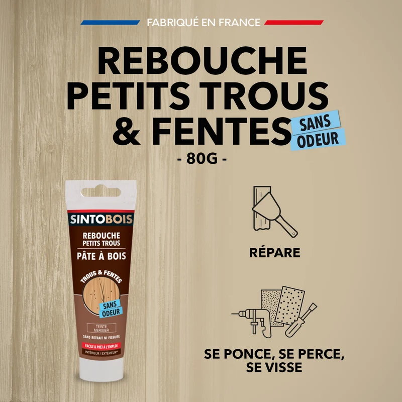 Rebouche imperfections - Pâte à bois naturel