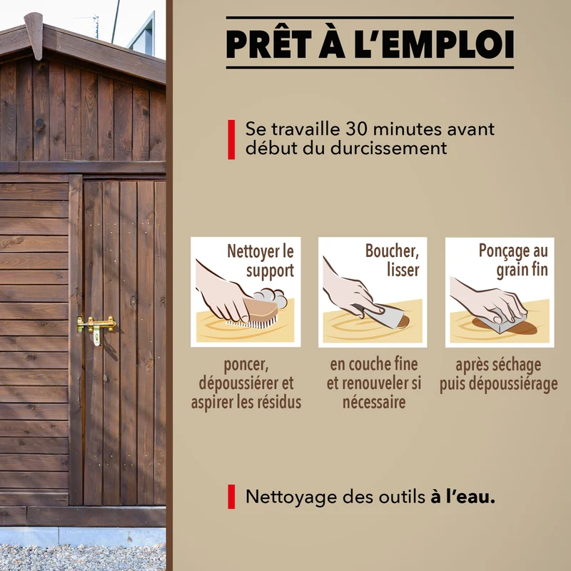 Rebouche imperfections - Pâte à bois naturel