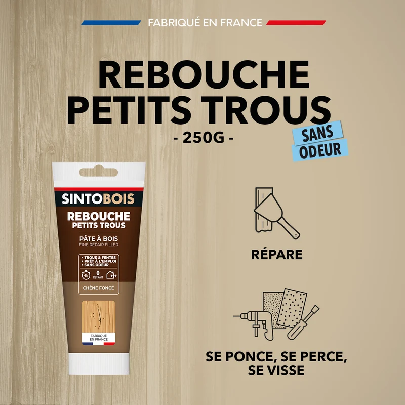 Rebouche imperfections - Pâte à bois naturel