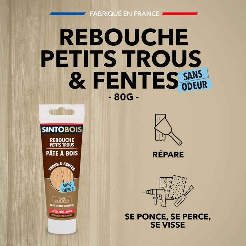 Rebouche imperfections - Pâte à bois naturel