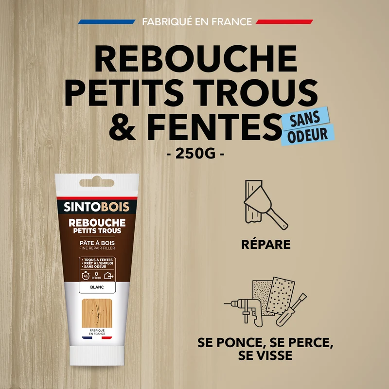 Rebouche imperfections - Pâte à bois naturel