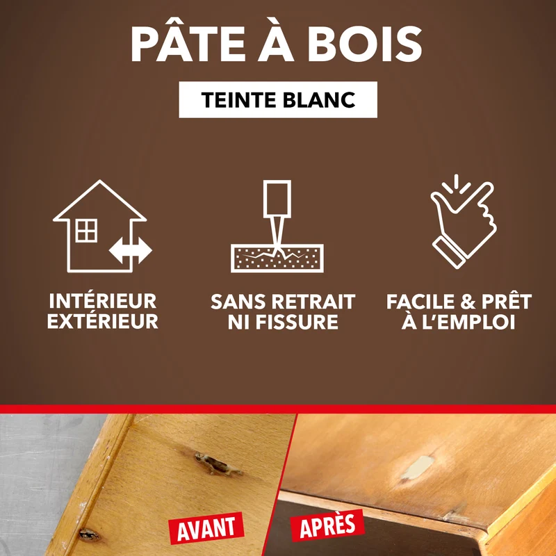 Rebouche imperfections - Pâte à bois naturel