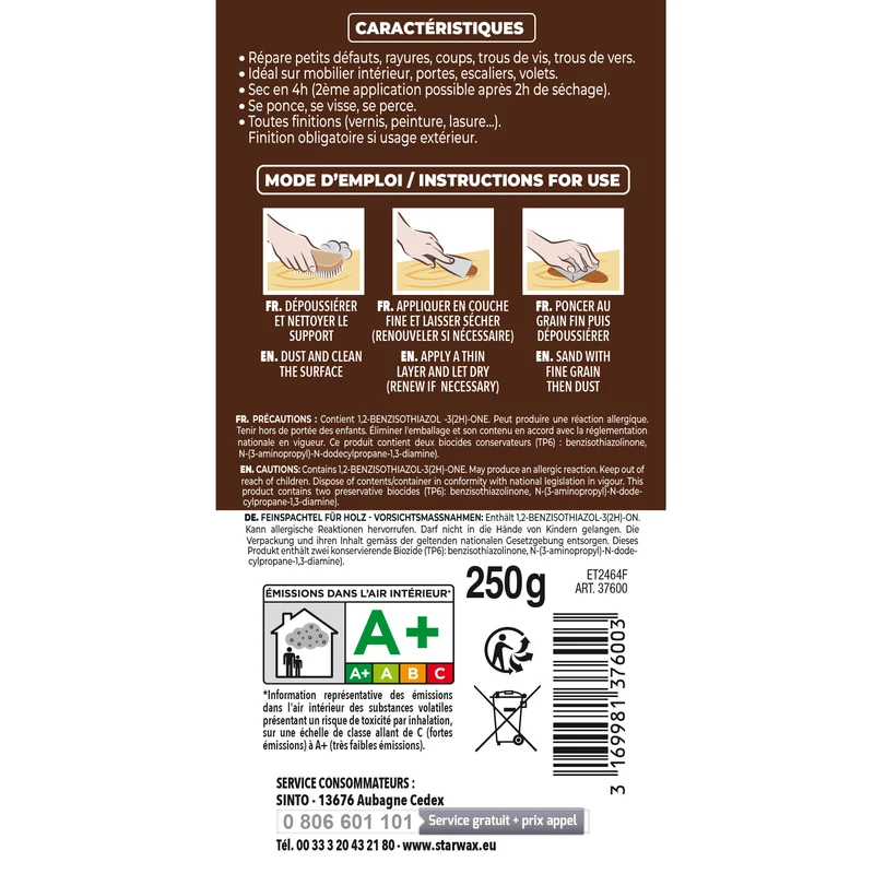 Rebouche imperfections - Pâte à bois naturel