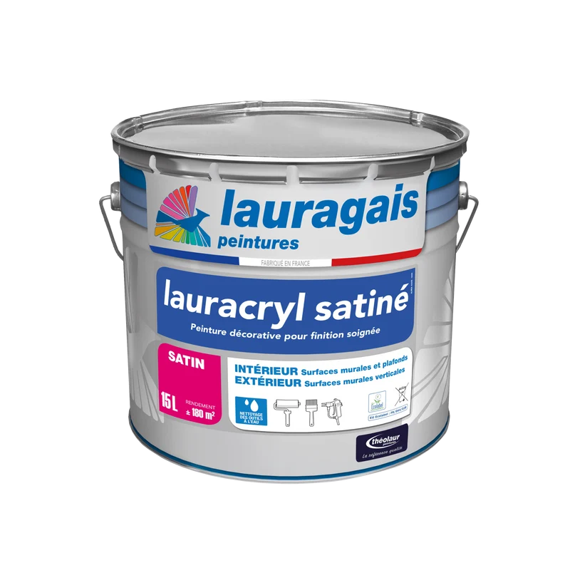 Lauracryl satin blanc - Peinture de finition satinée pour murs et plafonds