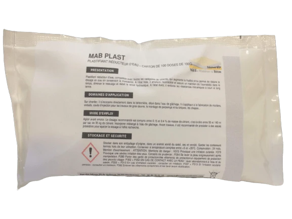 Plastifiant réducteur d'eau en dose 70 ml