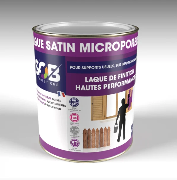 Laque microporeuse pour application sur bois neufs ou anciens et sur différents supports pré-peints en intérieur et extérieur - Laque satin microporeuse blanche