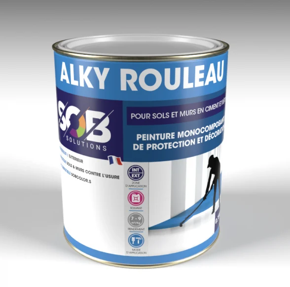 Peinture pour sols ciment et béton à trafic moyen en intérieur et extérieur - Alky rouleau nuancier RAL