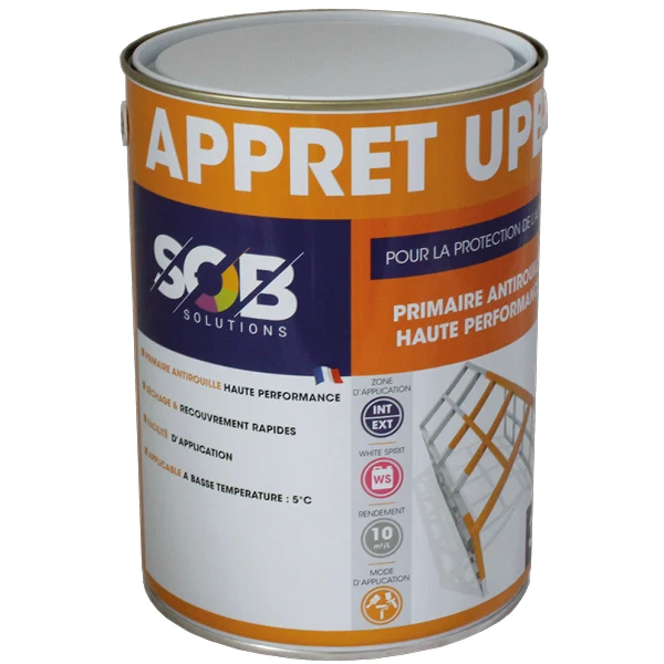 Primaire anticorrosion mat à base de résine d’alkyde uréthane white spirit, pour la protection de l’acier (grilles, portails, persiennes, charpentes…) - Apprêt UPB blanc
