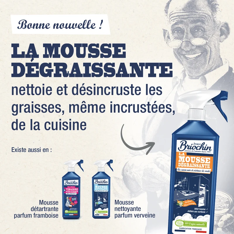 Mousse dégraissante au savon noir et cristaux de soude