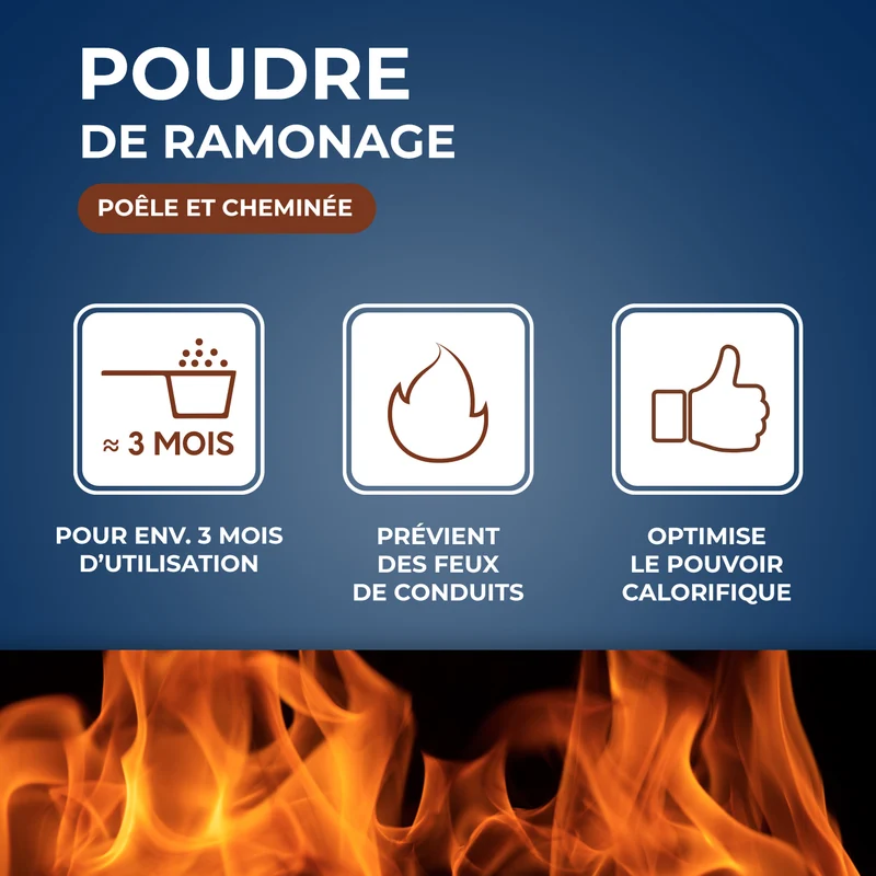 Poudre de ramonage pour poêle et cheminée