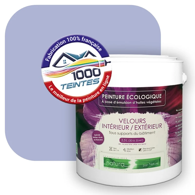 Peinture écologique Natura Tassili® Les Violets (L'Atelier by Edicolor 138D/138-D/138D1) Intérieur/Extérieur VELOURS
