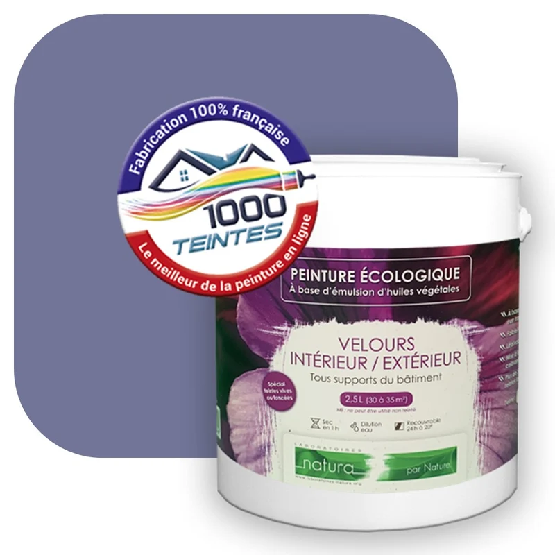 Peinture écologique Natura Tassili® Les Violets (L'Atelier by Edicolor 137D/137-D/137D1) Intérieur/Extérieur VELOURS
