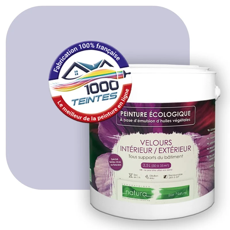 Peinture écologique Natura Tassili® Les Violets (L'Atelier by Edicolor 137A/137-A/137A1) Intérieur/Extérieur VELOURS