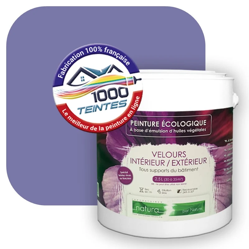 Peinture écologique Natura Tassili® Les Violets (L'Atelier by Edicolor 136E/136-E/136E1) Intérieur/Extérieur VELOURS