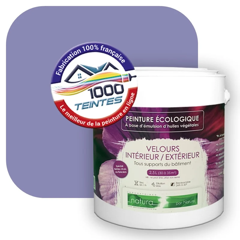 Peinture écologique Natura Tassili® Les Violets (L'Atelier by Edicolor 136D/136-D/136D1) Intérieur/Extérieur VELOURS