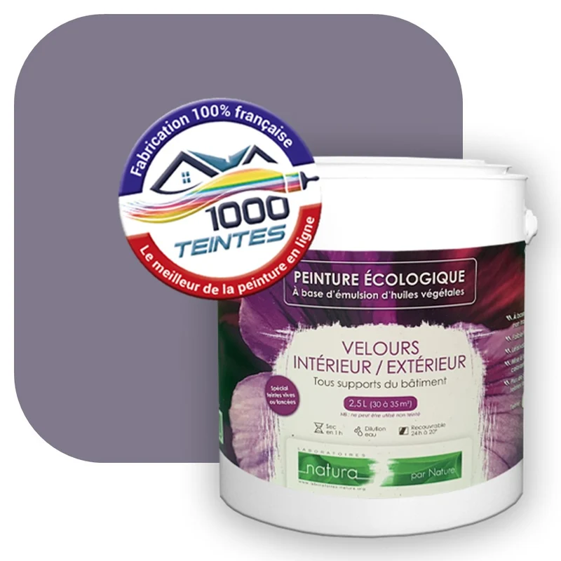Peinture écologique Natura Tassili® Les Violets (L'Atelier by Edicolor 135D/135-D/135D1) Intérieur/Extérieur VELOURS