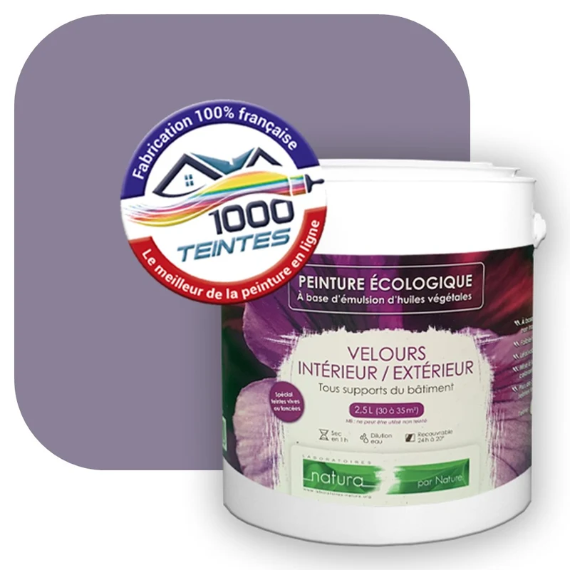 Peinture écologique Natura Tassili® Les Violets (L'Atelier by Edicolor 134E/134-E/134E1) Intérieur/Extérieur VELOURS