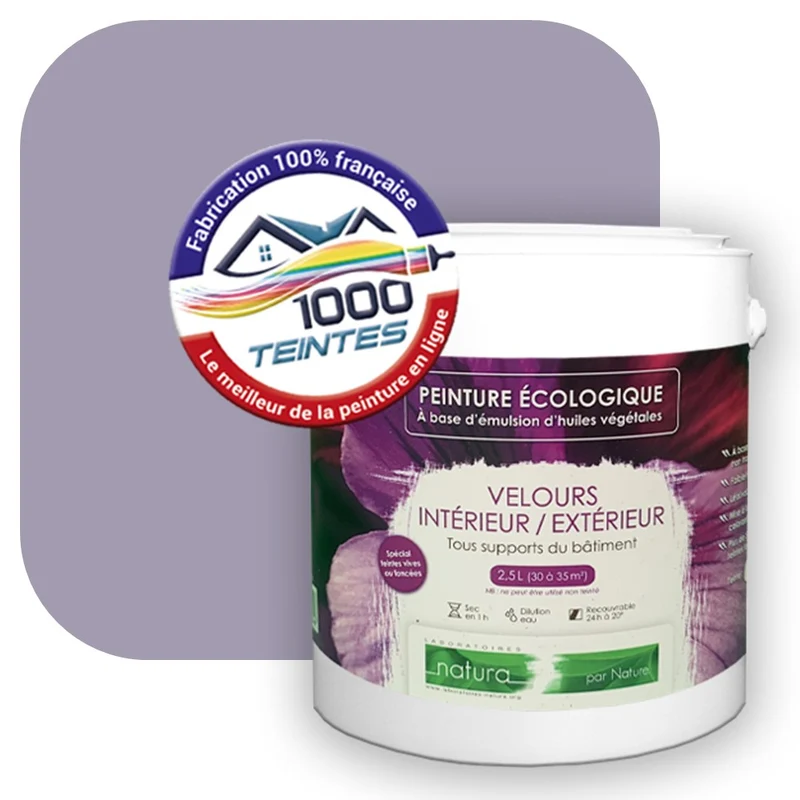 Peinture écologique Natura Tassili® Les Violets (L'Atelier by Edicolor 134D/134-D/134D1) Intérieur/Extérieur VELOURS