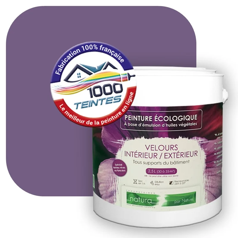 Peinture écologique Natura Tassili® Les Violets (L'Atelier by Edicolor 130D/130-D/130D1) Intérieur/Extérieur VELOURS