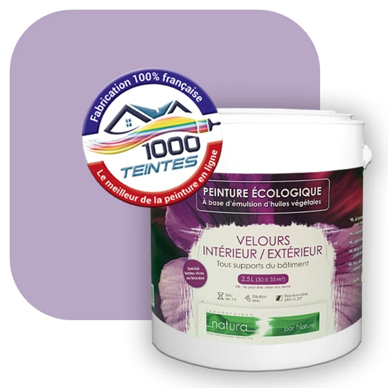 Peinture écologique Natura Tassili® Les Violets (L'Atelier by Edicolor 130A/130-A/130A1) Intérieur/Extérieur VELOURS