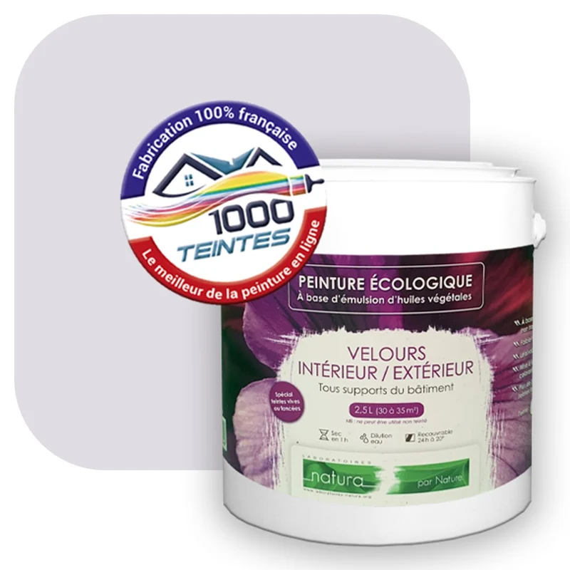 Peinture écologique Natura Tassili® Les Violets (L'Atelier by Edicolor 129A/129-A/129A1) Intérieur/Extérieur VELOURS
