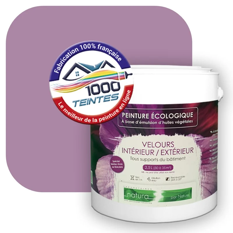 Peinture écologique Natura Tassili® Les Violets (L'Atelier by Edicolor 128A/128-A/128A1) Intérieur/Extérieur VELOURS