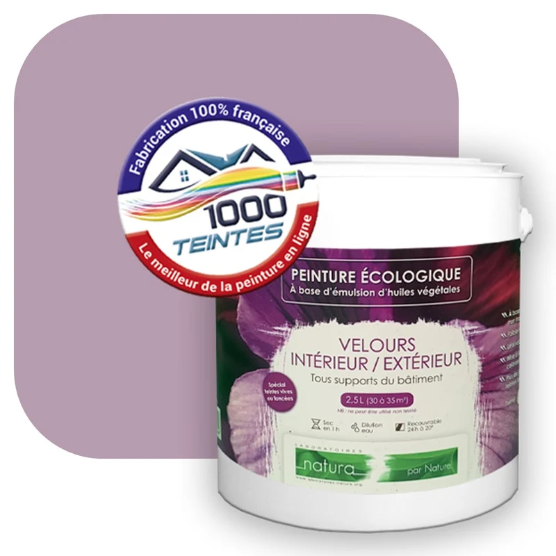 Peinture écologique Natura Tassili® Les Violets (L'Atelier by Edicolor 127A/127-A/127A1) Intérieur/Extérieur VELOURS