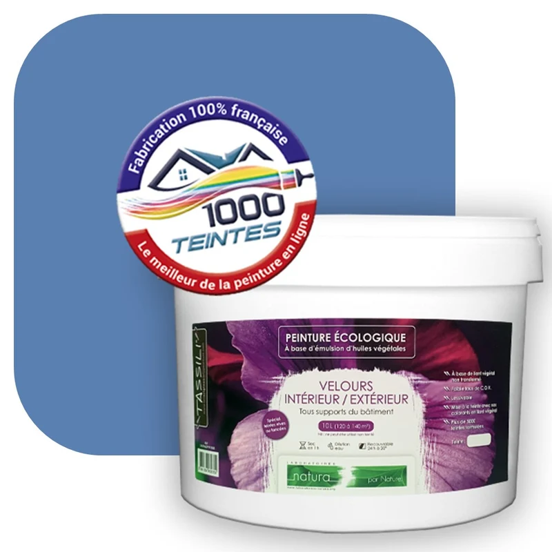 Peinture écologique Natura Tassili® Les Bleus (L'Atelier by Edicolor 142D/142-D/142D1) Intérieur/Extérieur VELOURS
