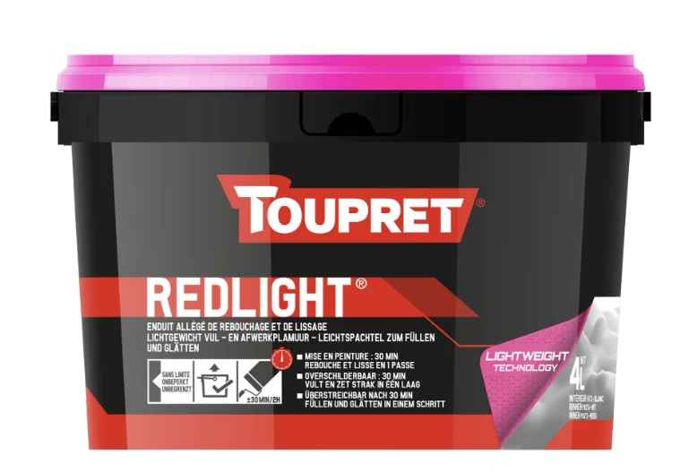 Enduit allégé de rebouchage et lissage en pâte Redlight TOUPRET