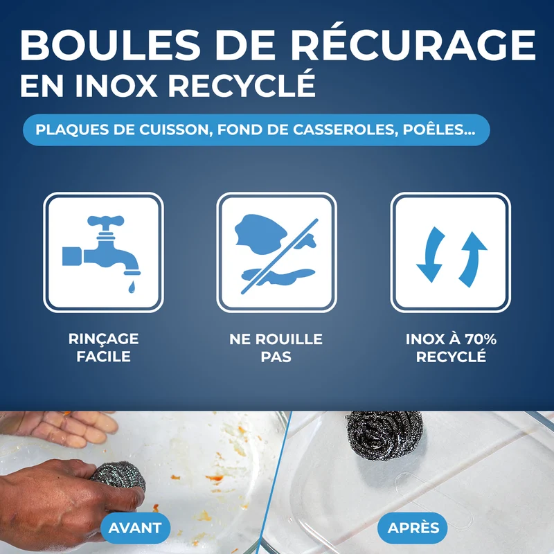 Boules inox recyclées x4 (70% recyclé)