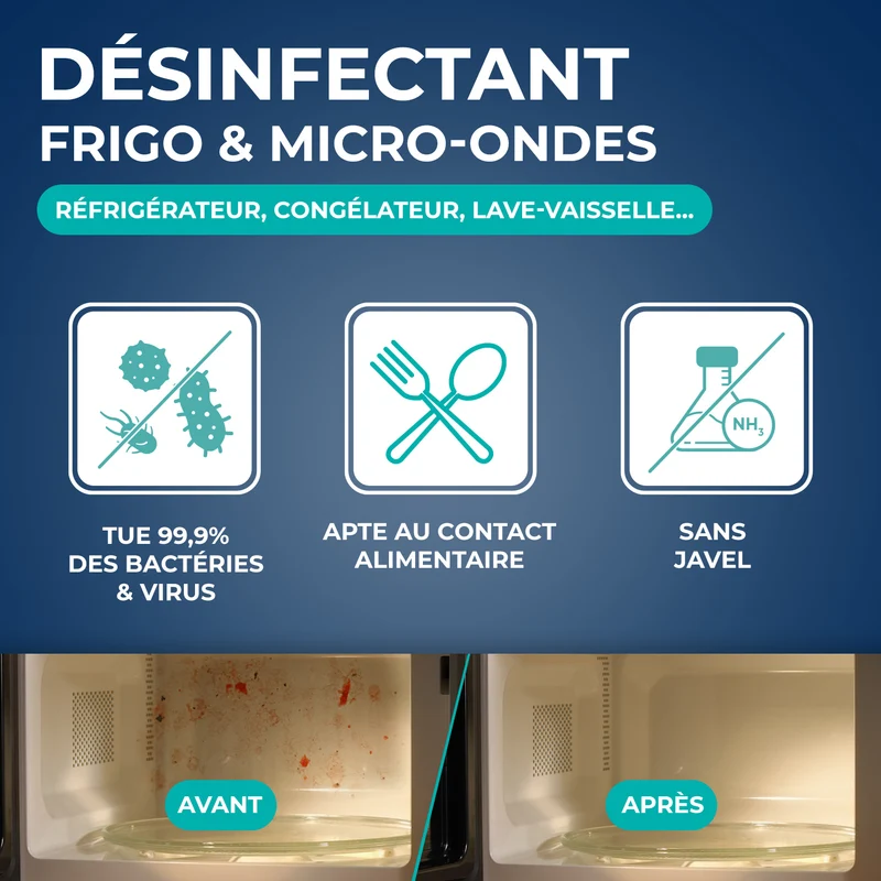 Désinfectant pour réfrigérateur et micro-ondes
