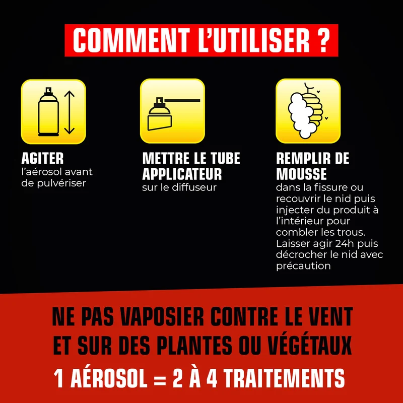 Aérosol nids de guêpes et frelons