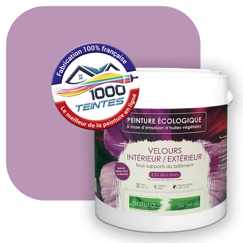 Peinture écologique Natura Tassili® Les Violets (L'Atelier by Edicolor 126D/126-D/126D1) Intérieur/Extérieur VELOURS