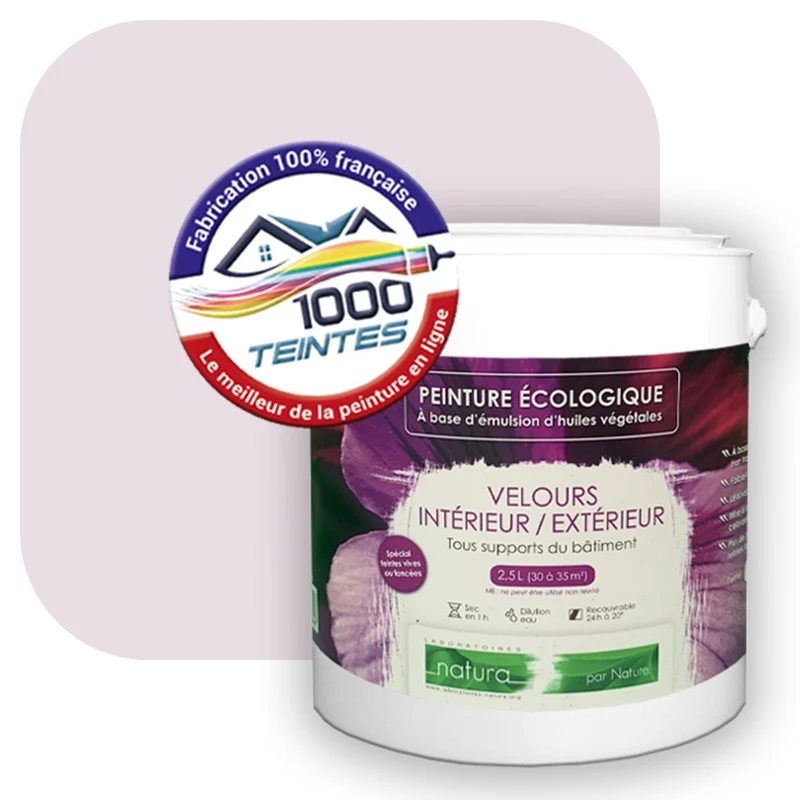 Peinture écologique Natura Tassili® Les Violets (L'Atelier by Edicolor 126A/126-A/126A1) Intérieur/Extérieur VELOURS