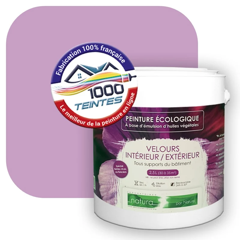 Peinture écologique Natura Tassili® Les Violets (L'Atelier by Edicolor 125A/125-A/125A1) Intérieur/Extérieur VELOURS