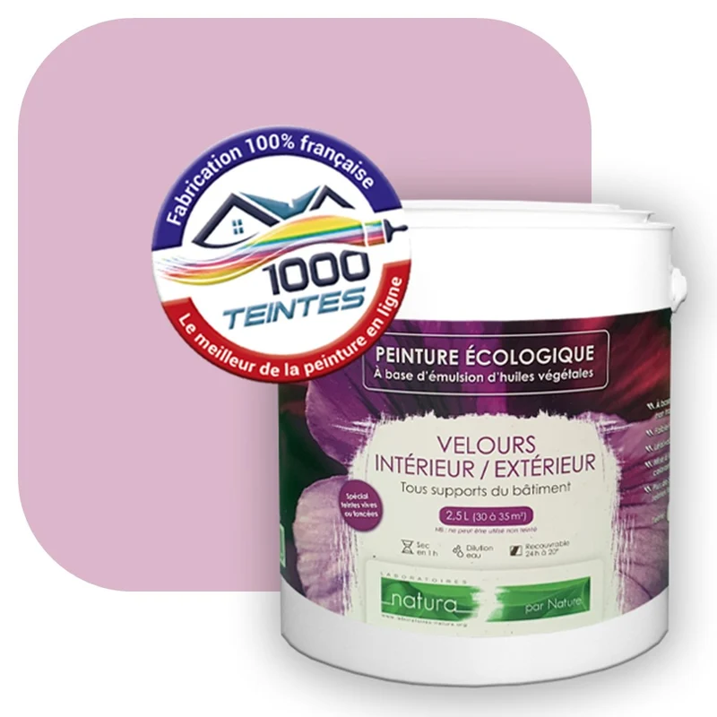 Peinture écologique Natura Tassili® Les Violets (L'Atelier by Edicolor 124A/124-A/124A1) Intérieur/Extérieur VELOURS